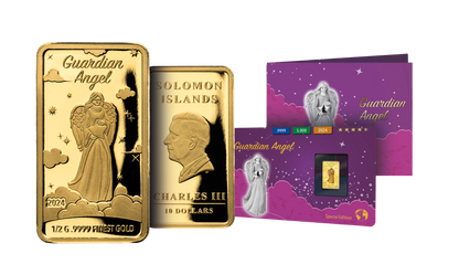 2024 Solomon Islands Guardian Angel 0.5 g Gold Bar - CoinsTV