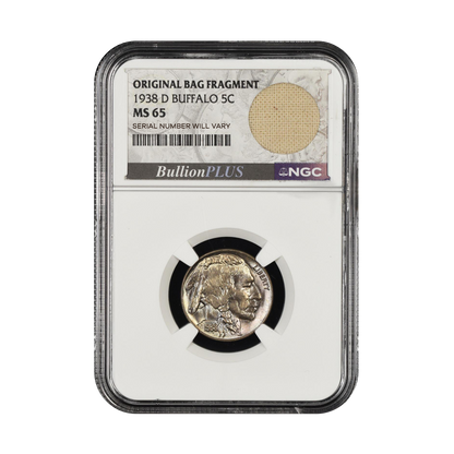 1938-D Buffalo Nickel - NGC MS65 Original Bag Fragment Label - CoinsTV