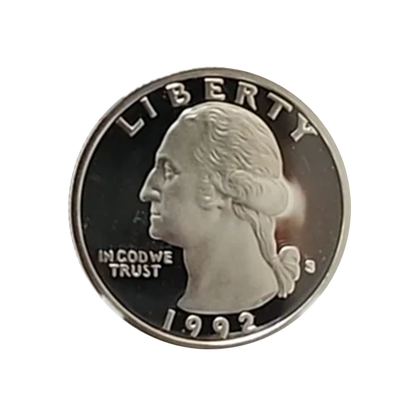 1992-S Washington Silver Quarter - NGC PF69UCAM Washington Signature Flag Label