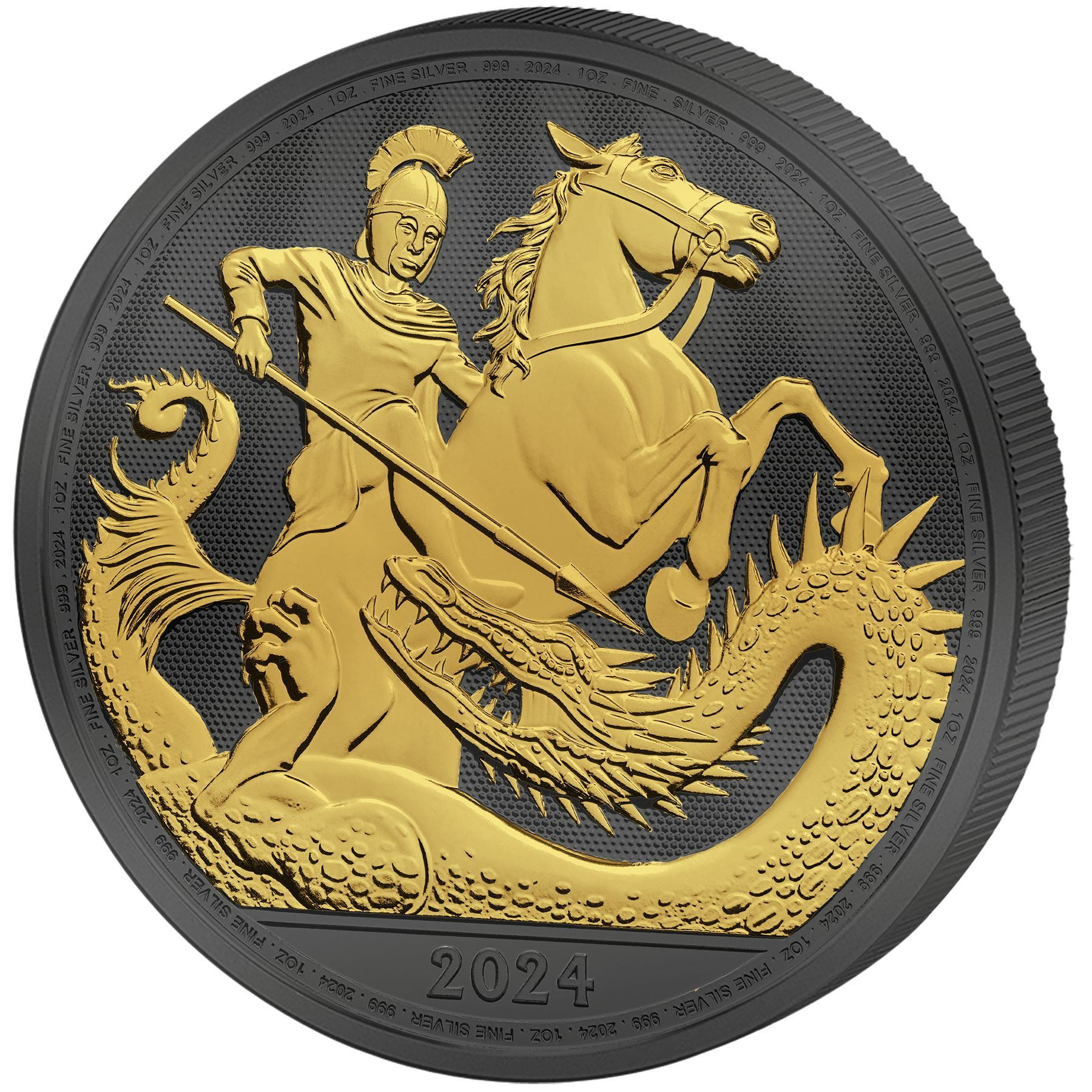 2024 Great Britain St. George and the Dragon Golden Enigma Edition 1 oz Silver Coin - CoinsTV