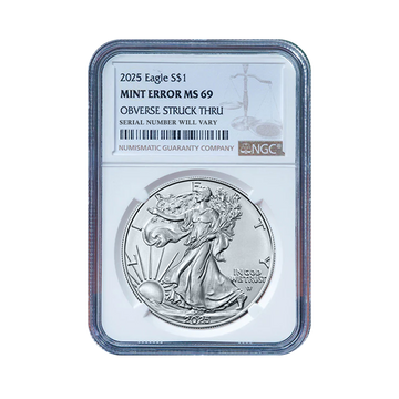 2025 Silver Eagle - NGC MS69 Strike Through Error - CoinsTV