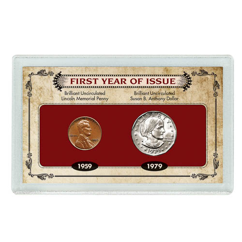 First Year of Issue Lincoln Memorial Penny and Susan B. Anthony Dollar - CoinsTV