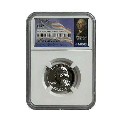 1964 Washington Silver Quarter - Flag Label - NGC PF67 - CoinsTV