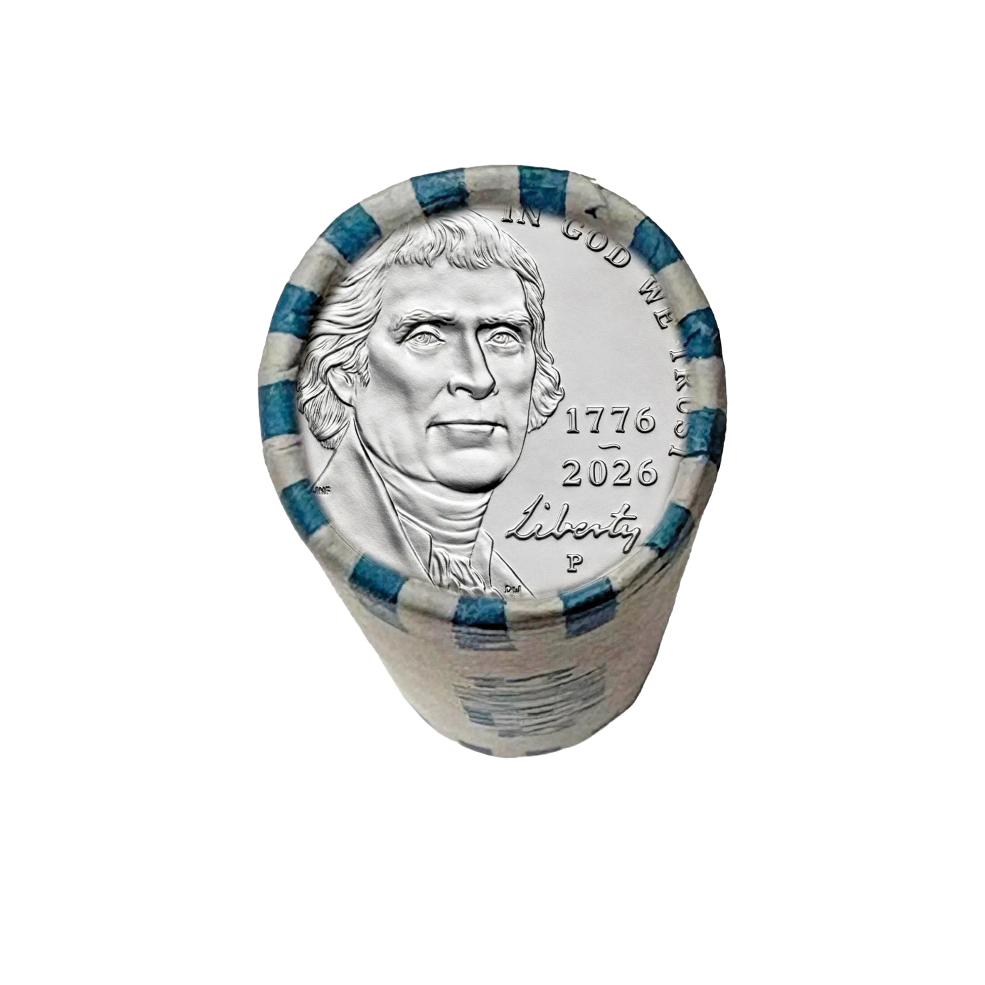 2026-P Semiquincentennial Jefferson Nickel - Original Bank-Wrapped Roll - CoinsTV