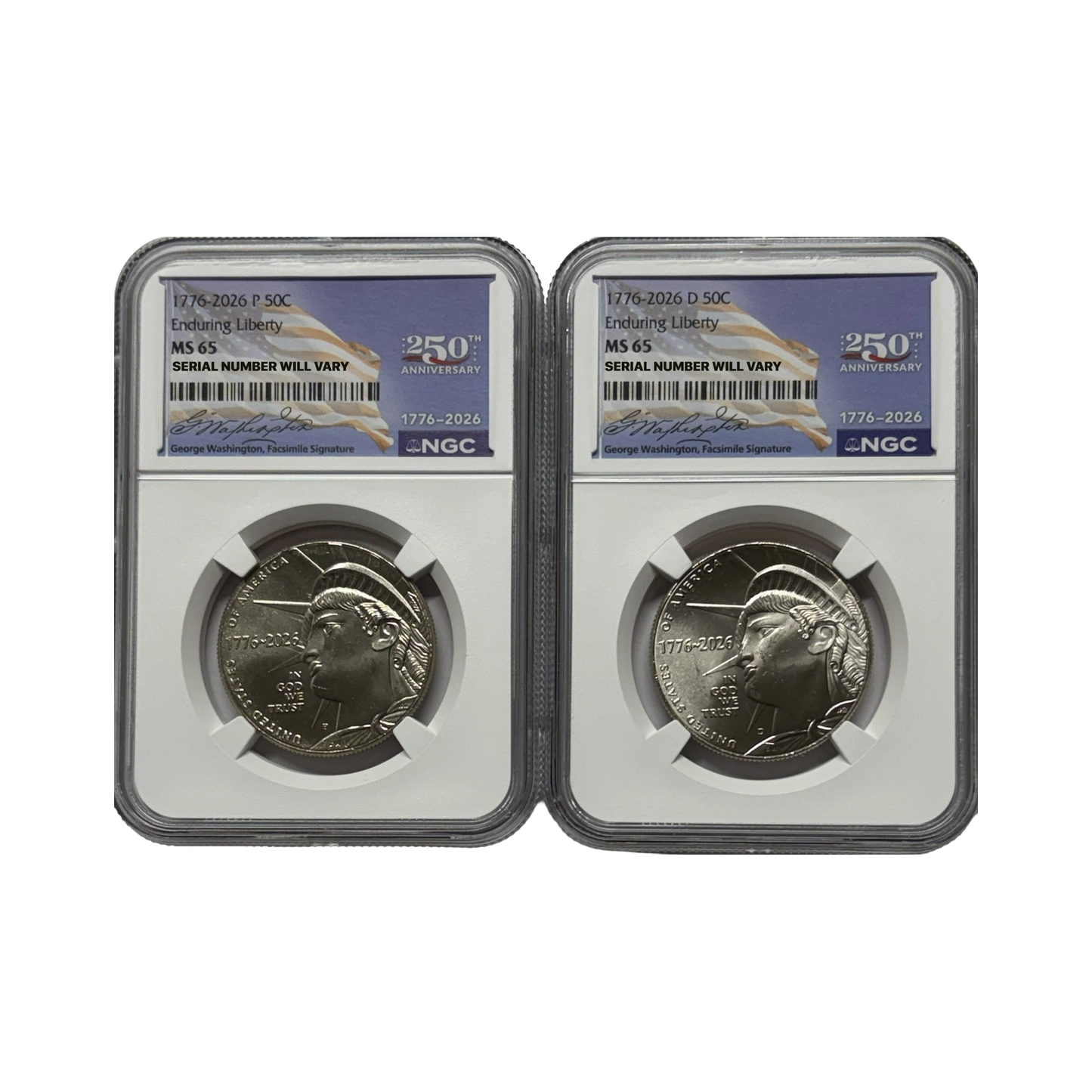 2026 P&D Enduring Liberty Half - NGC MS65 Dual Date 2 Coin Set - CoinsTV