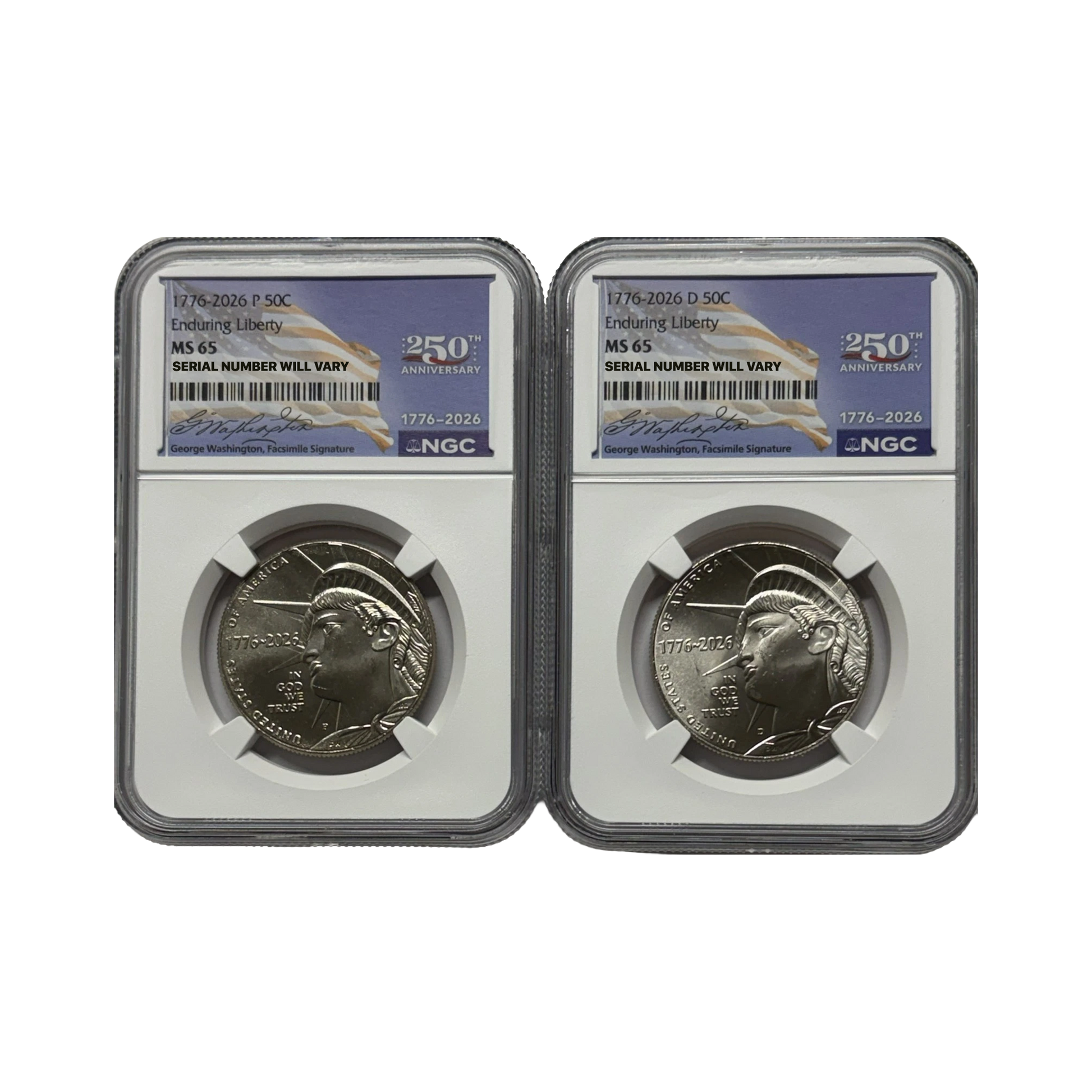 2026 P&D Enduring Liberty Half - NGC MS65 Dual Date 2 Coin Set - CoinsTV