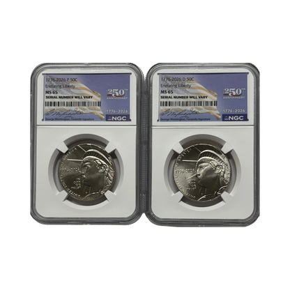 2026 P&D Enduring Liberty Half - NGC MS65 Dual Date 2 Coin Set - CoinsTV