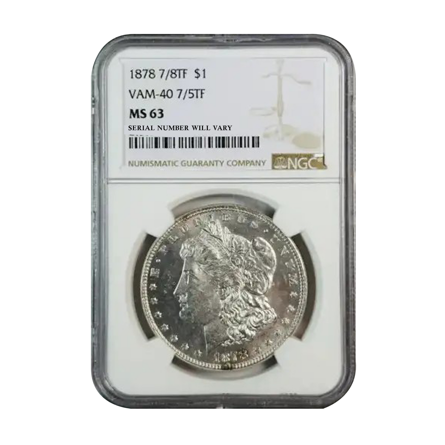 1878 7/8TF Morgan Silver Dollar Philadelphia VAM 40 7/5TF - NGC MS63 - CoinsTV