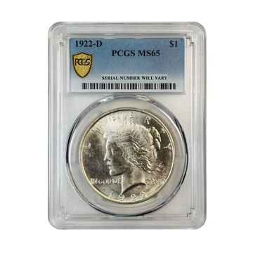 1922-D Peace Silver Dollar Denver - PCGS MS65