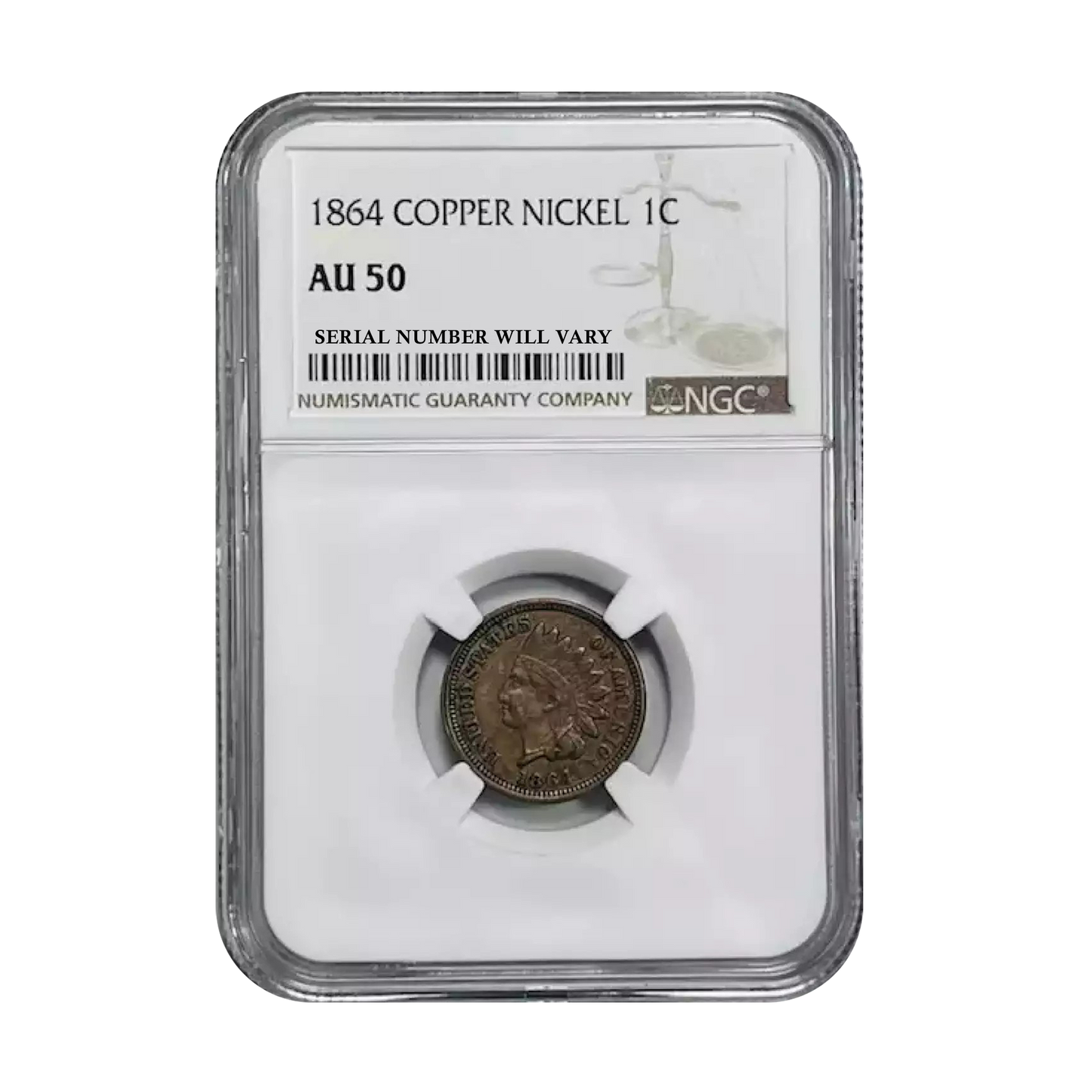 1864 Small Cents Indian Head CN - NGC AU50