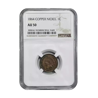 1864 Small Cents Indian Head CN - NGC AU50