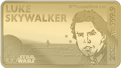 2023 Star Wars Luke Skywalker Au .9999 1/100oz Gold Proof-like Bar - CoinsTV