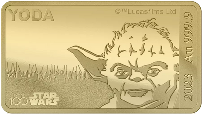 2023 Star Wars Yoda Au .9999 1/100oz Gold Proof-like Bar - CoinsTV
