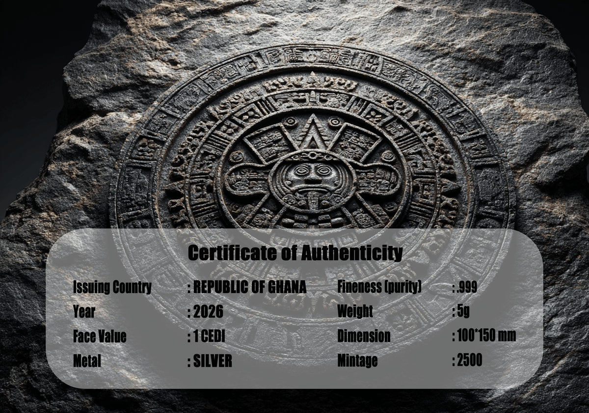 2026 Ghana Aztec Calendar 5g Silver Foil