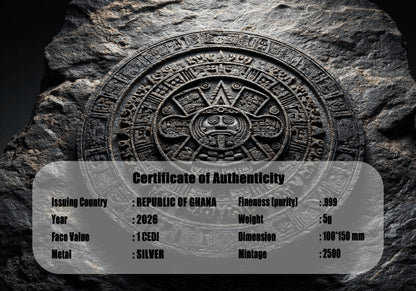 2026 Ghana Aztec Calendar 5g Silver Foil