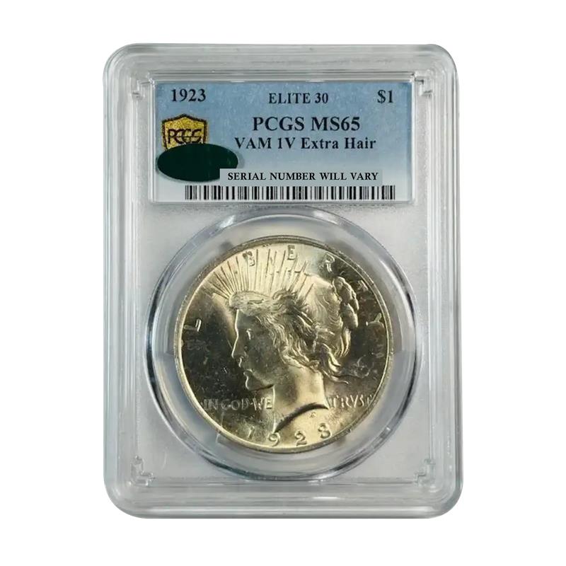 1923 Peace Dollar VAM 1V Extra Hair Elite 30 - PCGS MS65 CAC - CoinsTV