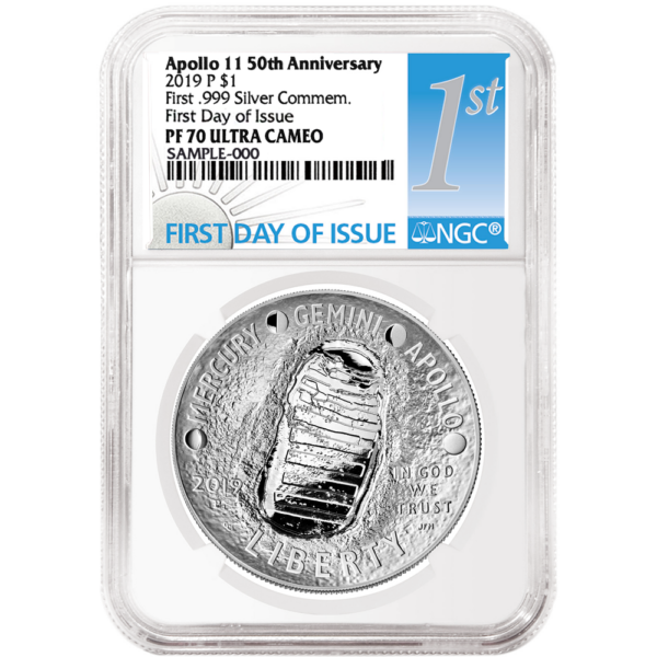 2019-P Apollo 11 50th Anniversary Commemorative Dollar - NGC PF70UCAM FDI First Label - CoinsTV