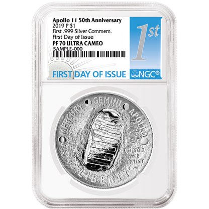 2019-P Apollo 11 50th Anniversary Commemorative Dollar - NGC PF70UCAM FDI First Label - CoinsTV