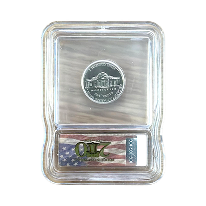 2026-D Semiquincentennial Jefferson Nickel - ICG GEM BU Initial Release Flag Label