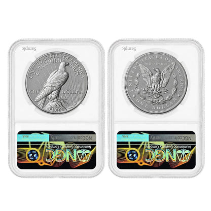 1776-2026 Morgan and Peace Dollar Reverse Proof 2-Coin Set NGC Rev PF70 Magnum Opus Label