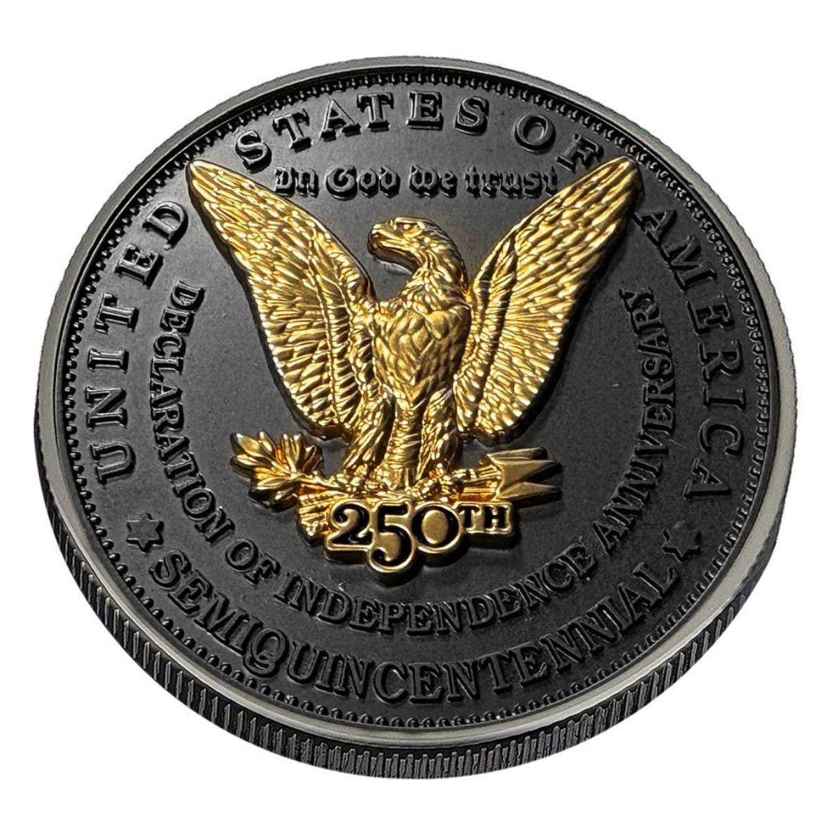 1776-2026 Morgan Dollar Tribute Three-Dimensional Sculptural Coin Black Ruthenium & 24K Gold Highlights