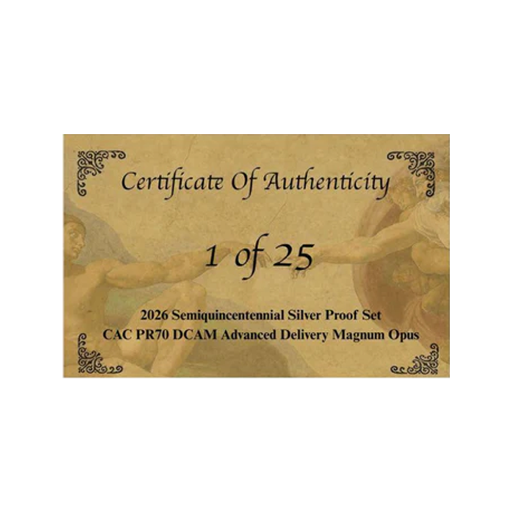 1776-2026 S Semiquincentennial Silver Proof Set CAC PR70 DCAM AD Magnum Opus Label – Limited Edition 1 of 25