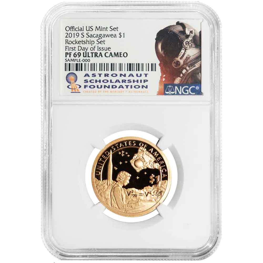 2019 Rocketship 2pc Set: Dollar NGC PF69UC FDI & Half Dollar NGC MS67 PL FDI ASF Label - CoinsTV