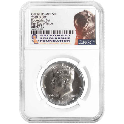 2019 Rocketship 2pc Set: Dollar NGC PF69UC FDI & Half Dollar NGC MS67 PL FDI ASF Label - CoinsTV