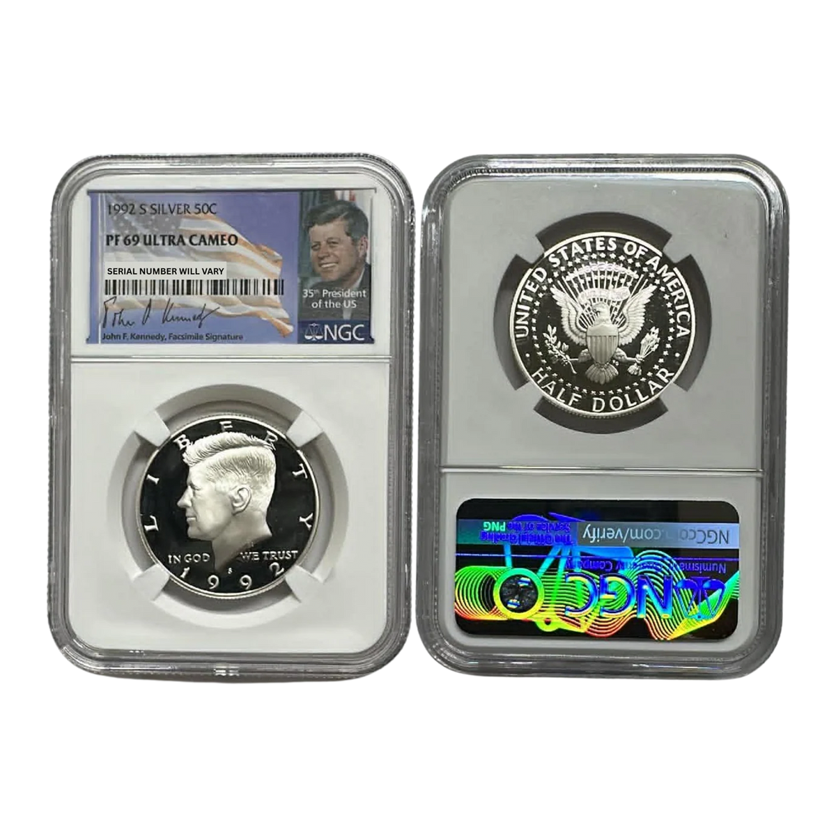 1992-S Kennedy Silver Half Dollar - NGC PF69UCAM - Kennedy Signature Label