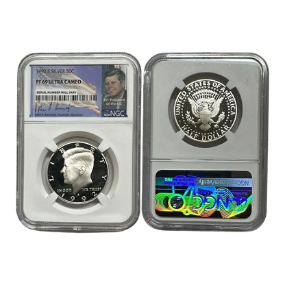 1992-S Kennedy Silver Half Dollar - NGC PF69UCAM - Kennedy Signature Label