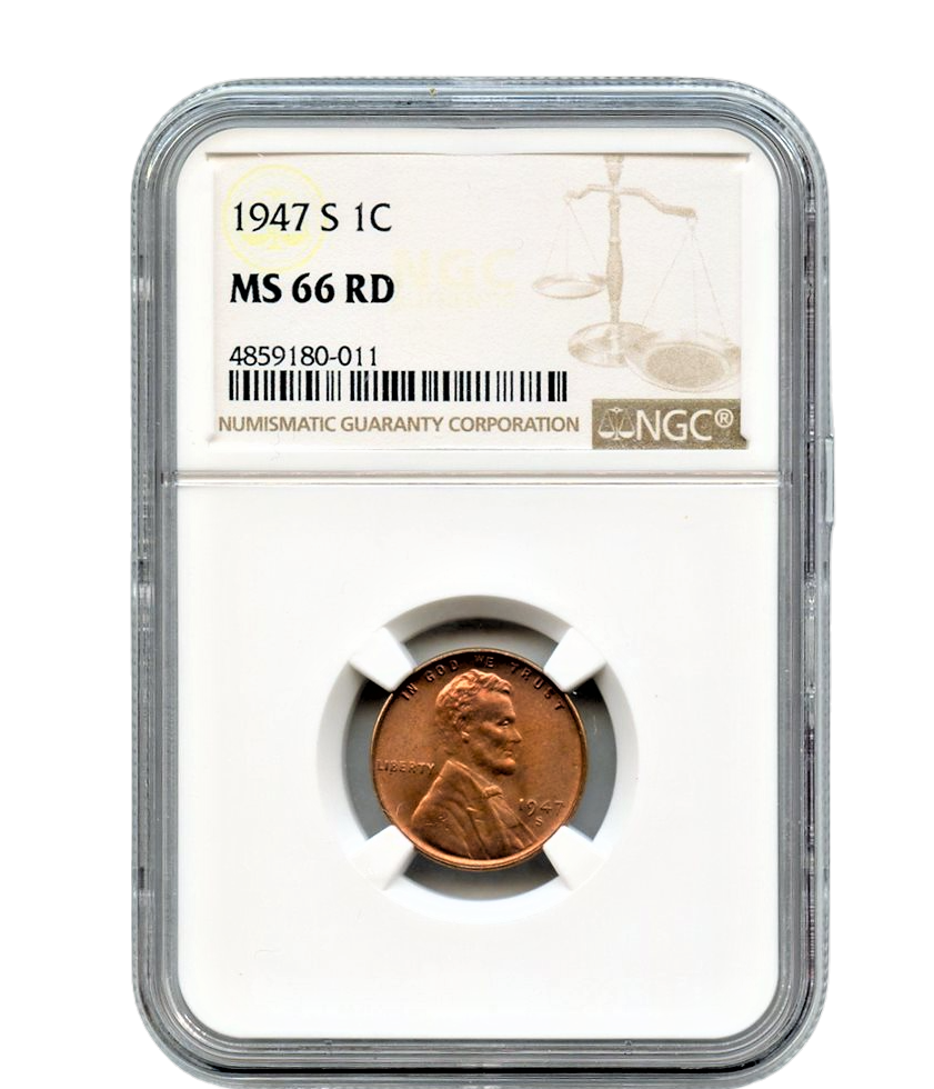 1947-S Lincoln Wheat Cent - NGC MS66 RD