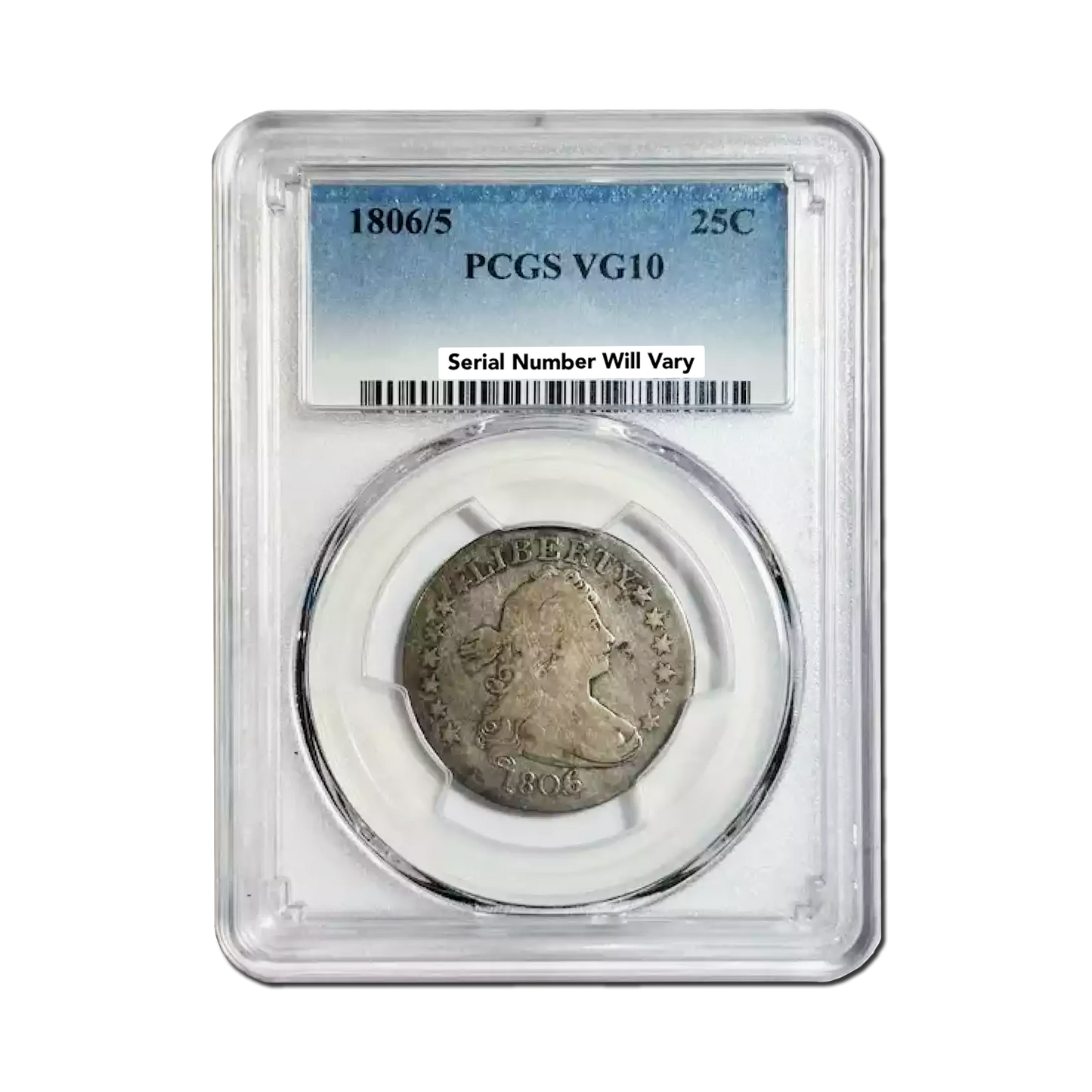 1806/5-P Draped Bust Quarter Dollar - PCGS VG10 - CoinsTV