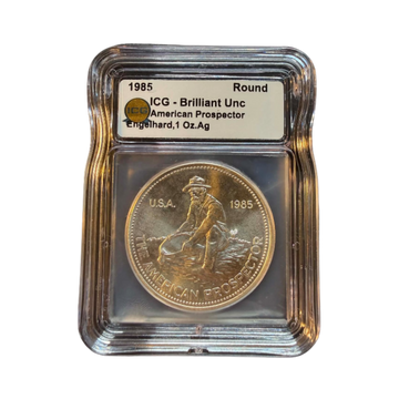 1985 Engelhard American Prospector 1 oz Silver - ICG Brilliant Uncirculated