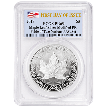 2019 Canadian Maple Leaf Silver Modified PR - Pride of Two Nations U.S. Set - PCGS PR69 FDOI - CoinsTV