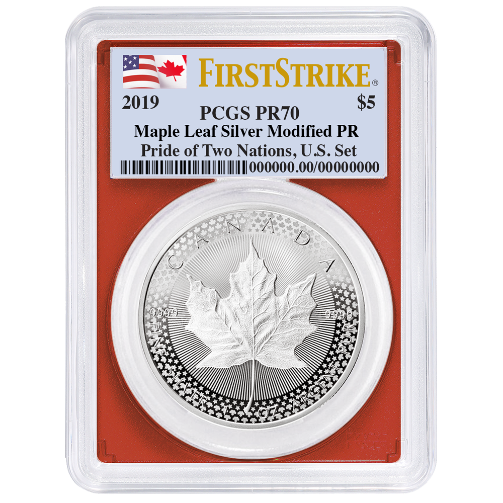 2019 Pride of Two Nations Dual Flag Label Red Blue 2 pc Set - PCGS PR70 FS - CoinsTV