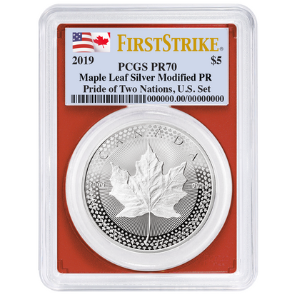 2019 Pride of Two Nations Dual Flag Label Red Blue 2 pc Set - PCGS PR70 FS - CoinsTV