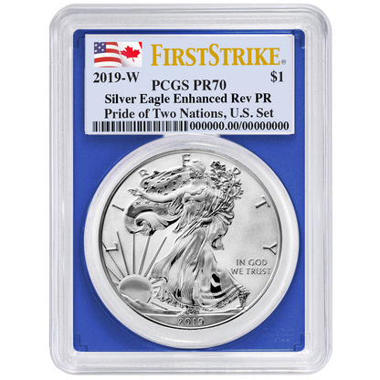 2019 Pride of Two Nations Dual Flag Label Red Blue 2 pc Set - PCGS PR70 FS - CoinsTV
