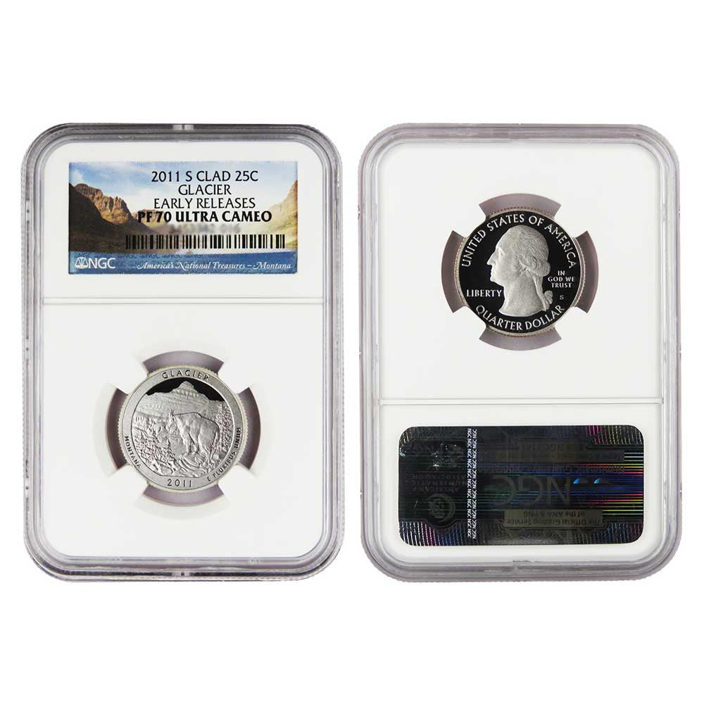 2011-S 25c Clad National Parks 5pc Quarter Set NGC PF70UC Early Releases - CoinsTV