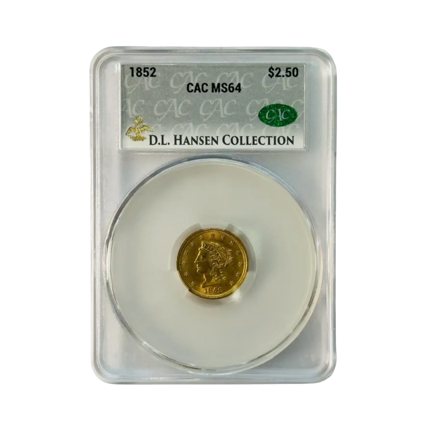 1852 $2.50 Gold Liberty Head Quarter Eagle - CACG MS64 DL Hansen Collection
