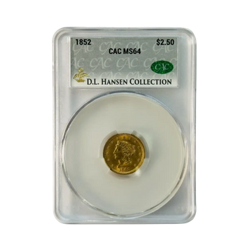 1852 $2.50 Gold Liberty Head Quarter Eagle - CACG MS64 DL Hansen Collection