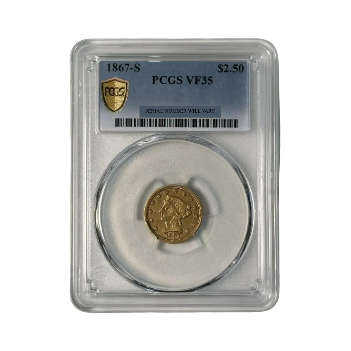 1867-S $2.50 Gold Liberty Head Quarter Eagle - PCGS VF35