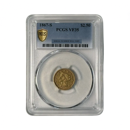 1867-S $2.50 Gold Liberty Head Quarter Eagle - PCGS VF35