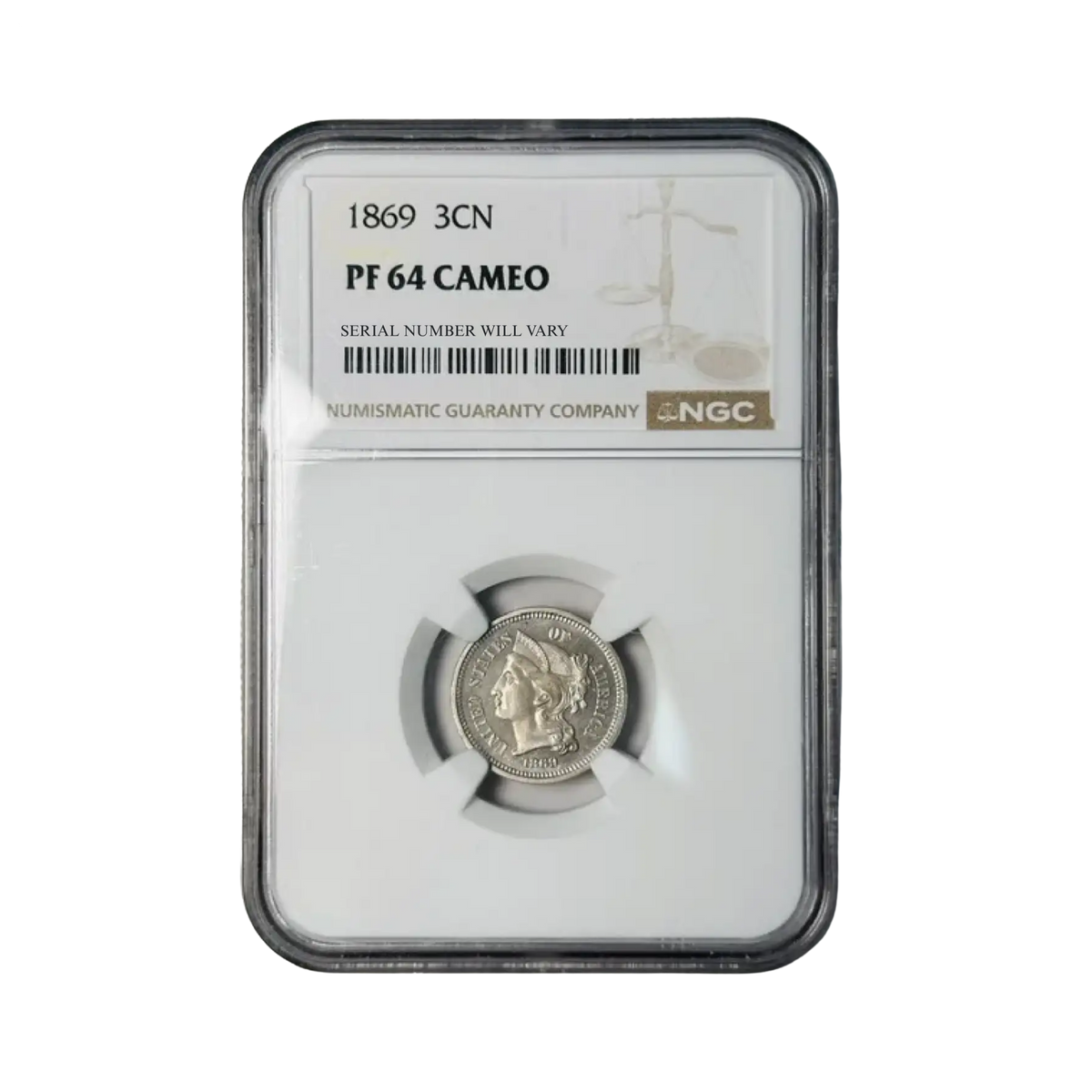 1869 Three Cent Nickel - NGC PF64 Cameo