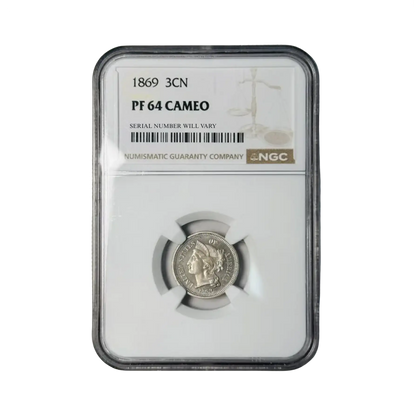 1869 Three Cent Nickel - NGC PF64 Cameo