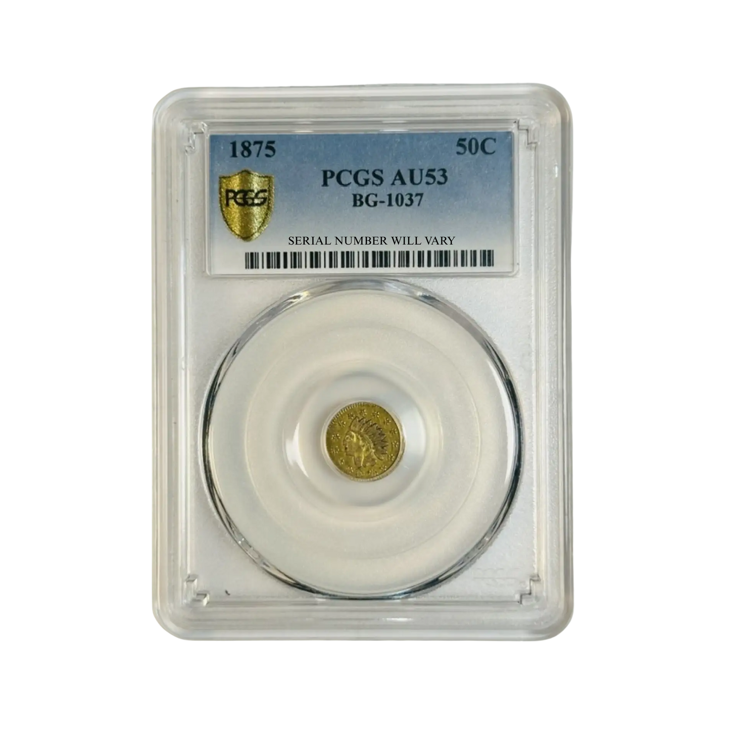 1875 Territorial Gold California Small Denom Indian Head - PCGS AU53 BG-1037