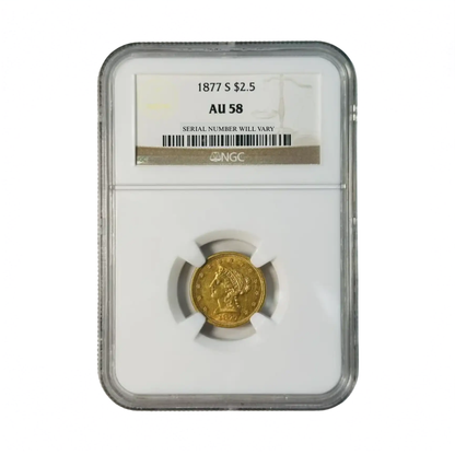 1877-S $2.50 Gold Liberty Head Quarter Eagle - NGC AU58