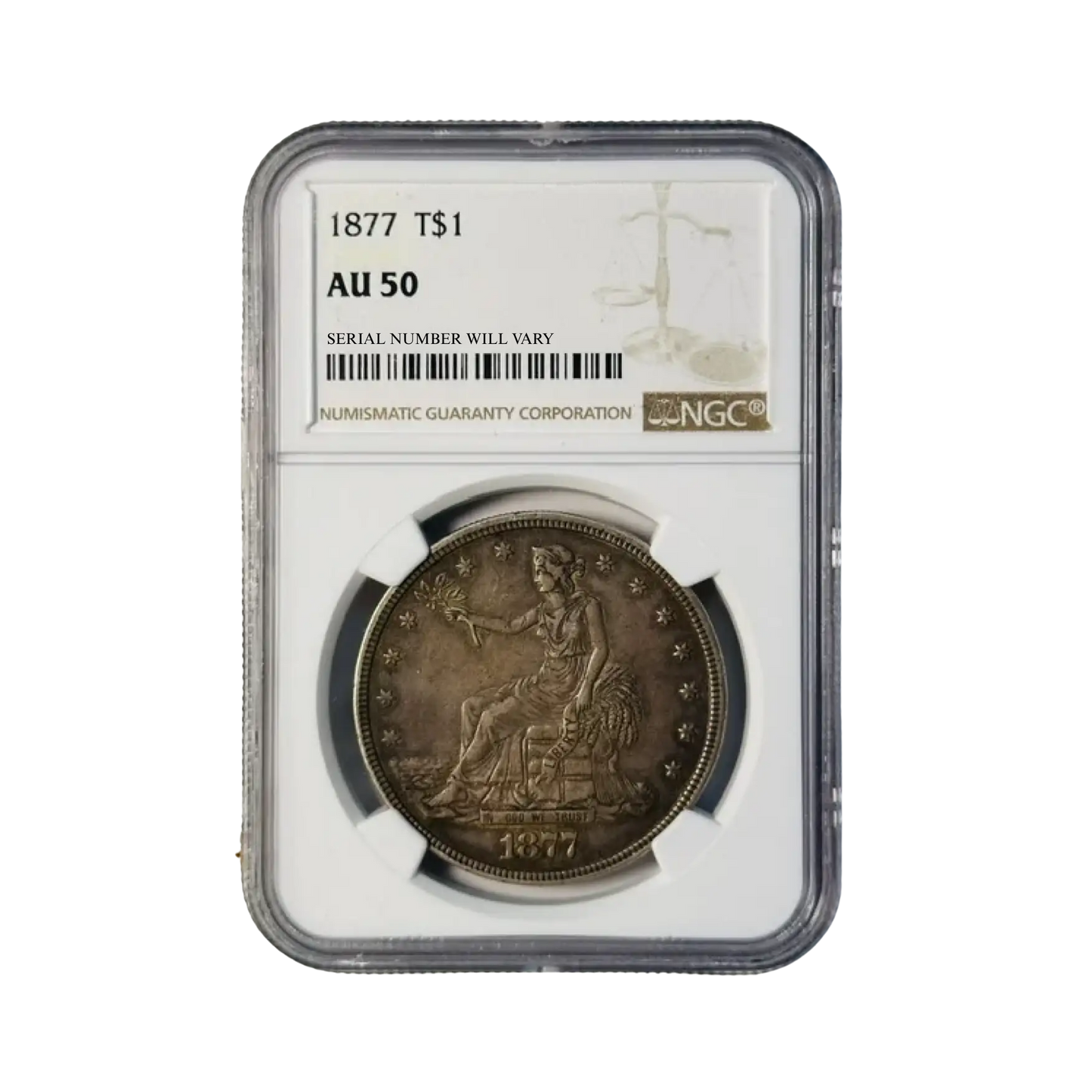 1877 Trade Silver Dollar Philadelphia - NGC AU50