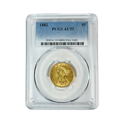 1882 $5 Liberty Head Gold Half Eagles - PCGS AU53 - CoinsTV