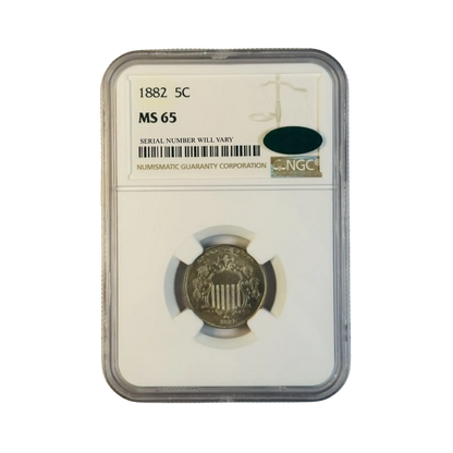 1882 Shield Nickel Philadelphia - NGC MS65 CAC
