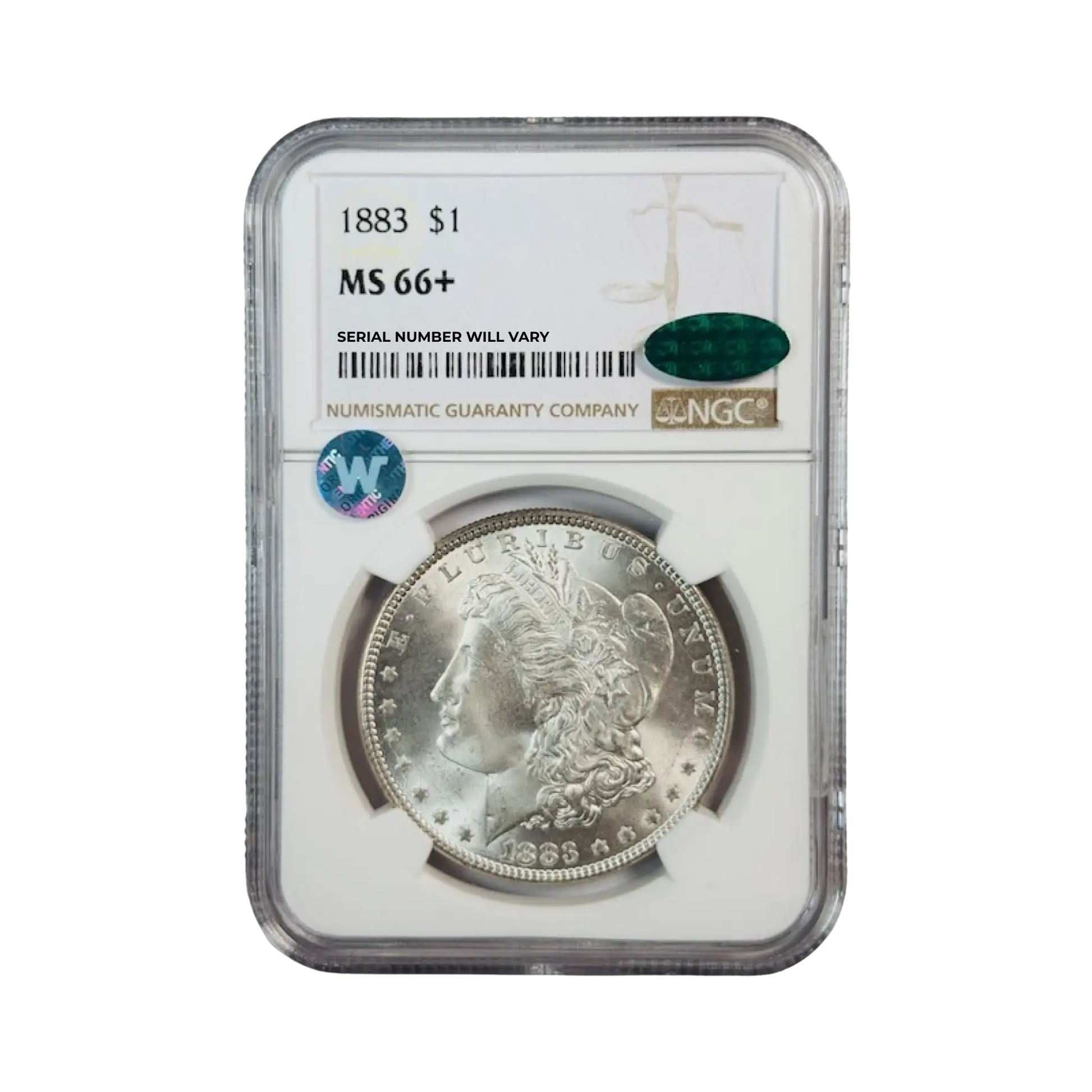1883 Morgan Silver Dollar Philadelphia - NGC MS66+ CAC Sight White - CoinsTV